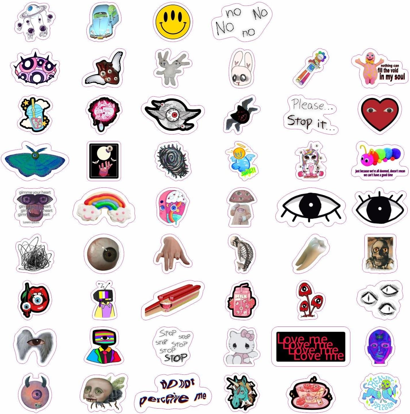 100Pcs Weirdcore Stickers, Weird Stickers for Adults, Weird Gifts, Psychedelic Decals, Trippy Decals, Weirdcore Accessories, Gifts for Women & Men